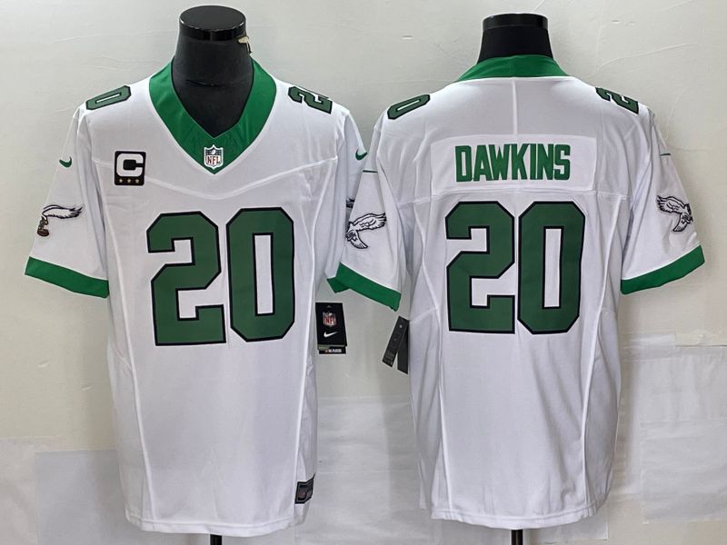 Men Philadelphia Eagles 20 Dawkins White Nike Throwback Vapor Limited NFL Jerseys